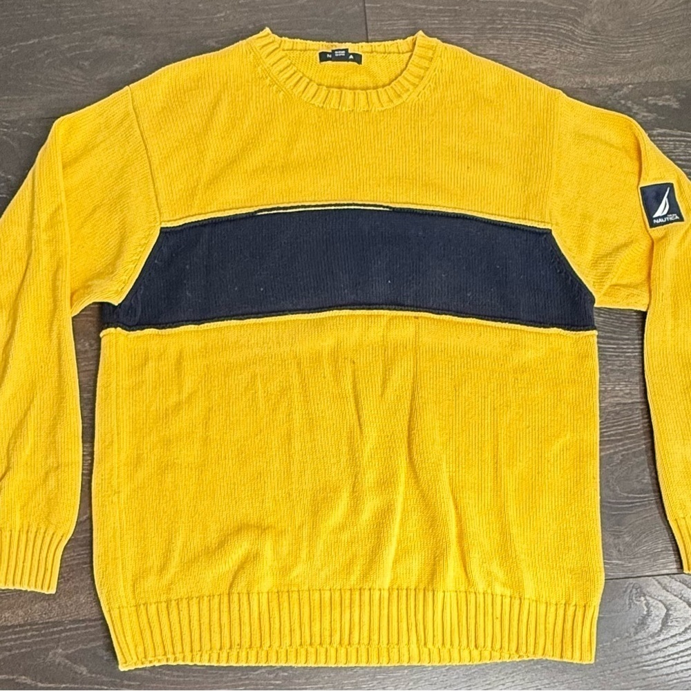 Nautica Men's Yellow and Black Sweater